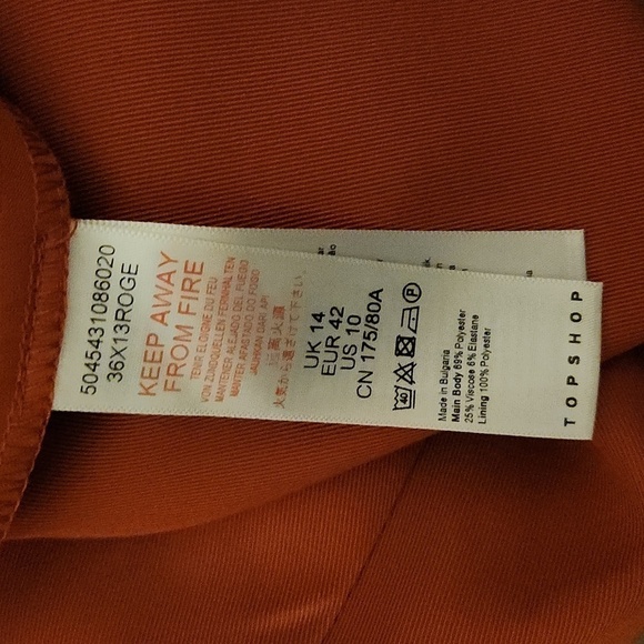 NWT Topshop Pleated Rust Color Pants-Size 10 - Picture 4 of 4